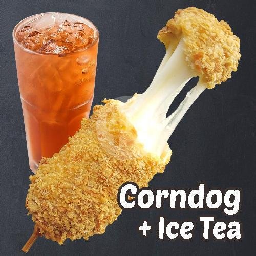 Corndog Moza + Ice Tea menu Baljam - Baliku Jamur, Hayam Wuruk