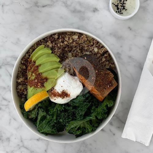 Salmon Quinoa Bowl (Gf) menu Honey Kitchen, Mengwi