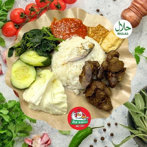 Nasi tempong ati ampela menu Ayam Tempong Ibu Sri, Kuta