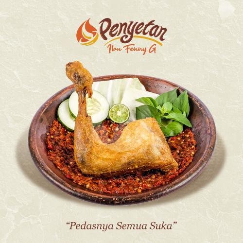 Ayam Kampung Paha Penyet menu Penyetan Ibu Fenny G, Cakranegara