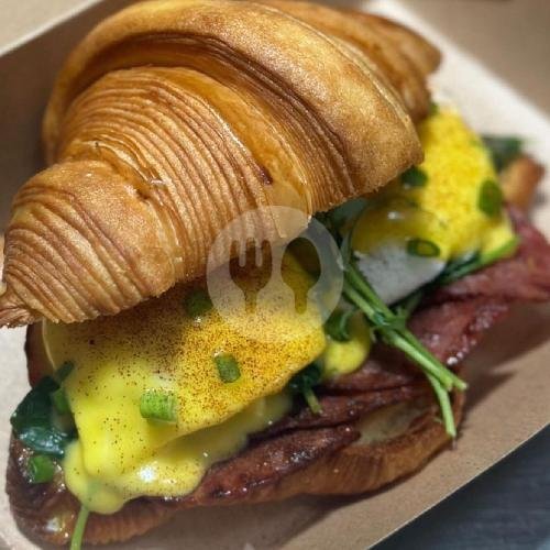 NEW CROISSANT BENEDICTE + FREE HOT TEA menu Bonbon Coffee and Eatery