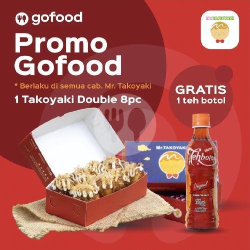 Promo Takoyaki Double 8pc GRATIS 1 Teh Botol Sosro menu Mr. Takoyaki, Dalung