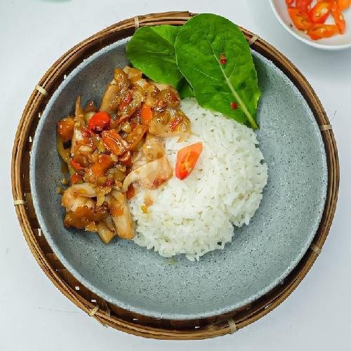 Nasi Cumi Saos Padang menu Cumi Doerrr Genteng Biru, Blues Cafe