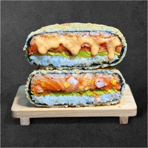 Sushi Burger Salmon menu Philadelphia Bali, Sushi & Oyster, Canggu