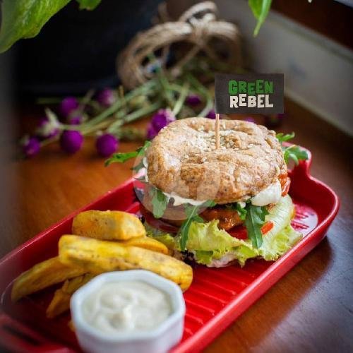 Mushroom Based Burger menu The Cure Vegan Health Kitchen, Canggu-Berawa
