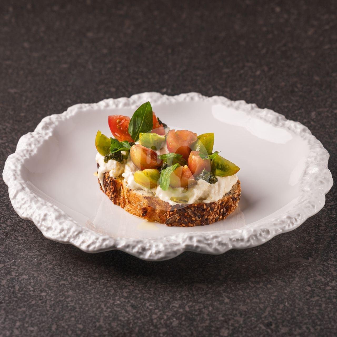 Stracciatella Buffalo Bruschetta menu Hedonist Restaurant, Uluwatu