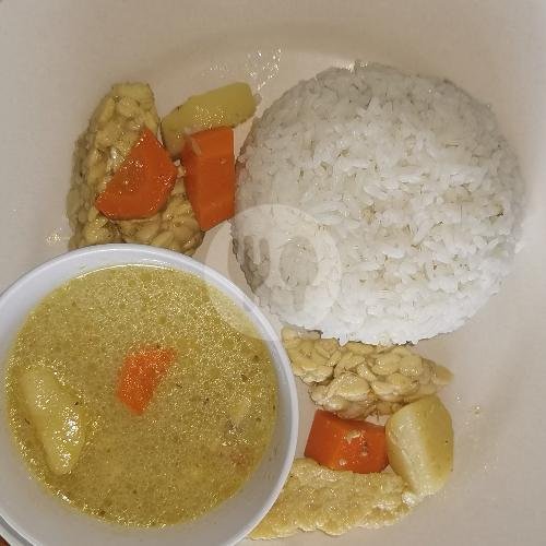 Rice with Tofu Tempe Curry menu Narayana Vegetarian - Nasi campur Vegan