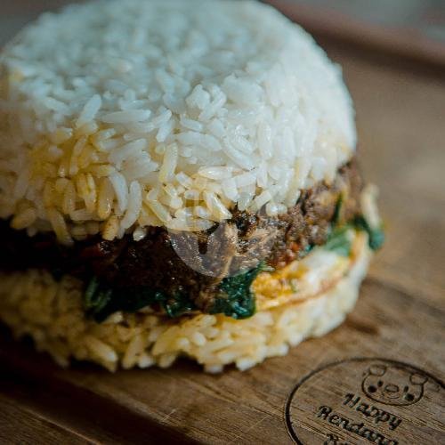 Pork Rendang kepal / Rice Rendang Burger menu Happy Pork Rendang Bali, Canggu