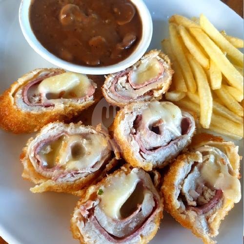 Chicken Cordon Bleu + French Fries + Mushroom Sauce menu AlZee Kitchen, Padonan Raya