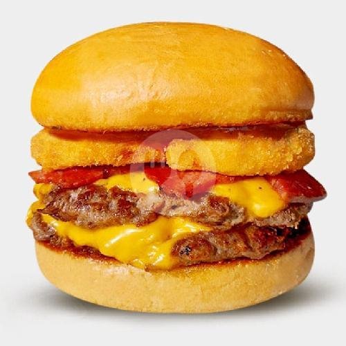 Double BBQ Bacon Cheeseburger menu Five Monkeys Burger, Bali