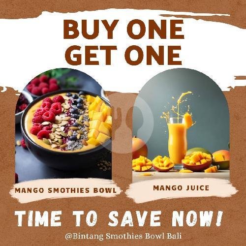 Mango Smothies Bowl + Mango Juice Free menu Bintang Smoothies Bowl and Juice, Legian
