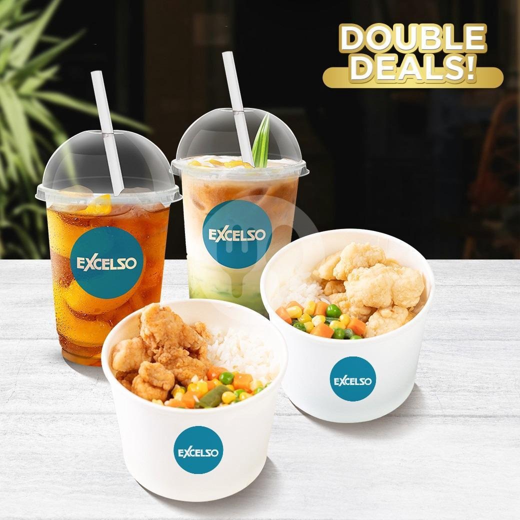 2 Rice Bowl + 1 Peach Iced Tea & 1 Cendol Latte A menu Excelso Coffee, Mall Bali Galeria