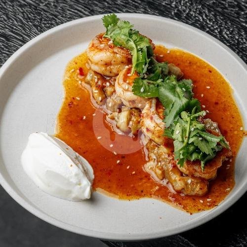 Miso-Chili Eggplant , Prawns, Yogurt menu Margaret Bistro, Canggu