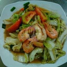 Cah Sawi Udang menu Warung Muslim Amallia Seafood, Teuku Umar