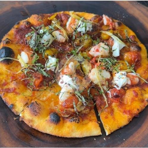 Prawn Flatbread menu Shelter, Pererenan