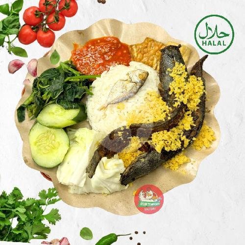 Nasi tempong ikan Lele kremes menu Ayam Tempong Ibu Sri, Kuta
