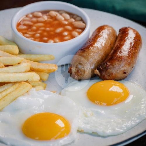 Sausage,Egg, Chips and Beans With Free Coffee menu The Barn, Canggu