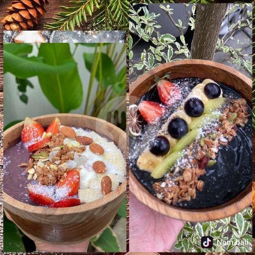 Purple And Black Lava Get Wooden Spoon menu Nom Bali Smoothie Bowl, Seminyak