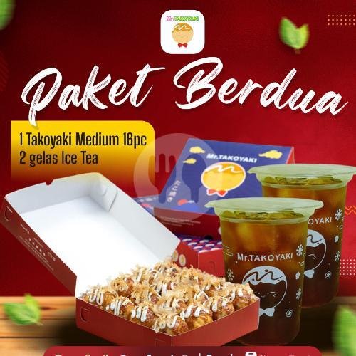 Paket Berdua (1 Medium 16pc + 2 ice tea) menu Mr. Takoyaki, Dalung