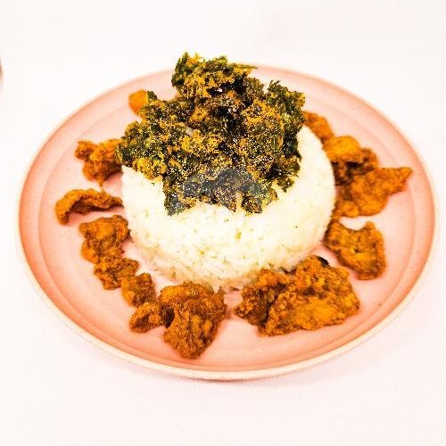 Nasi Kulit + Sayur Crispy menu Ayam Tulang Lunak Bu Lik, Imam Bonjol