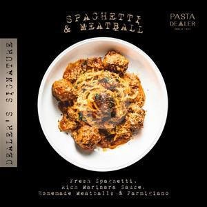 Spaghetti & Meatball menu Pasta Dealer, Bumbak Dauh