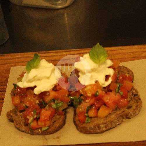 Buratta Cheese Tomato Bruschetta menu Italian Job Restaurant, Seminyak