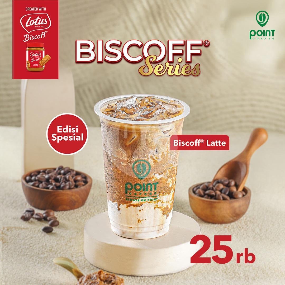 Iced Biscoff Latte menu Point Coffee, Indomaret Ngurah Rai 2 Bdg