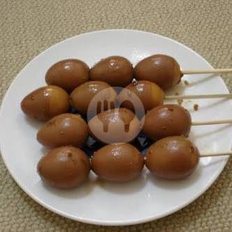 Sate Telur Puyuh menu Bubur Ayam Berkah 99, Gomong