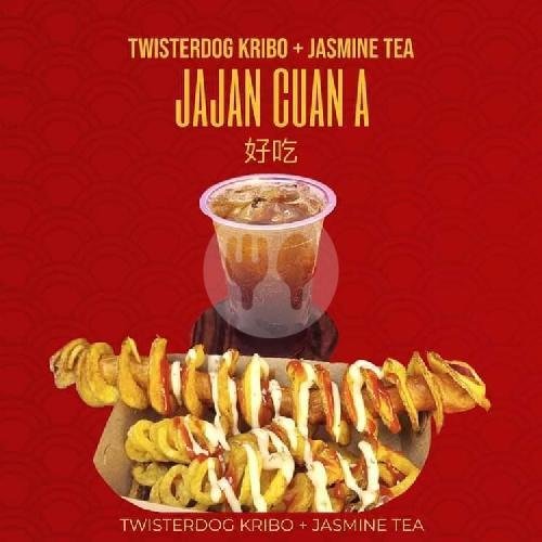 CUAN A (Twisterdog Kribo + Iced Jasmine Tea) menu Twisterdog Kribo