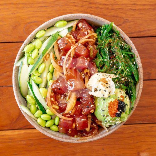 Sesame Shoyu Tuna poke menu Unibowl Pokebowl (Healthy, Bowl, Salad, Sashimi), Batu Belig