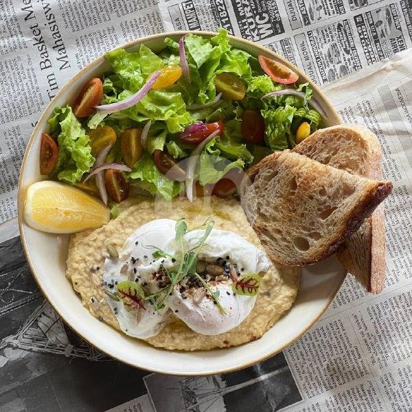 Hummus eggs (Vegetarian) menu Word Hummus Bar, Vegan & Vegetarian, Healthy, Canggu