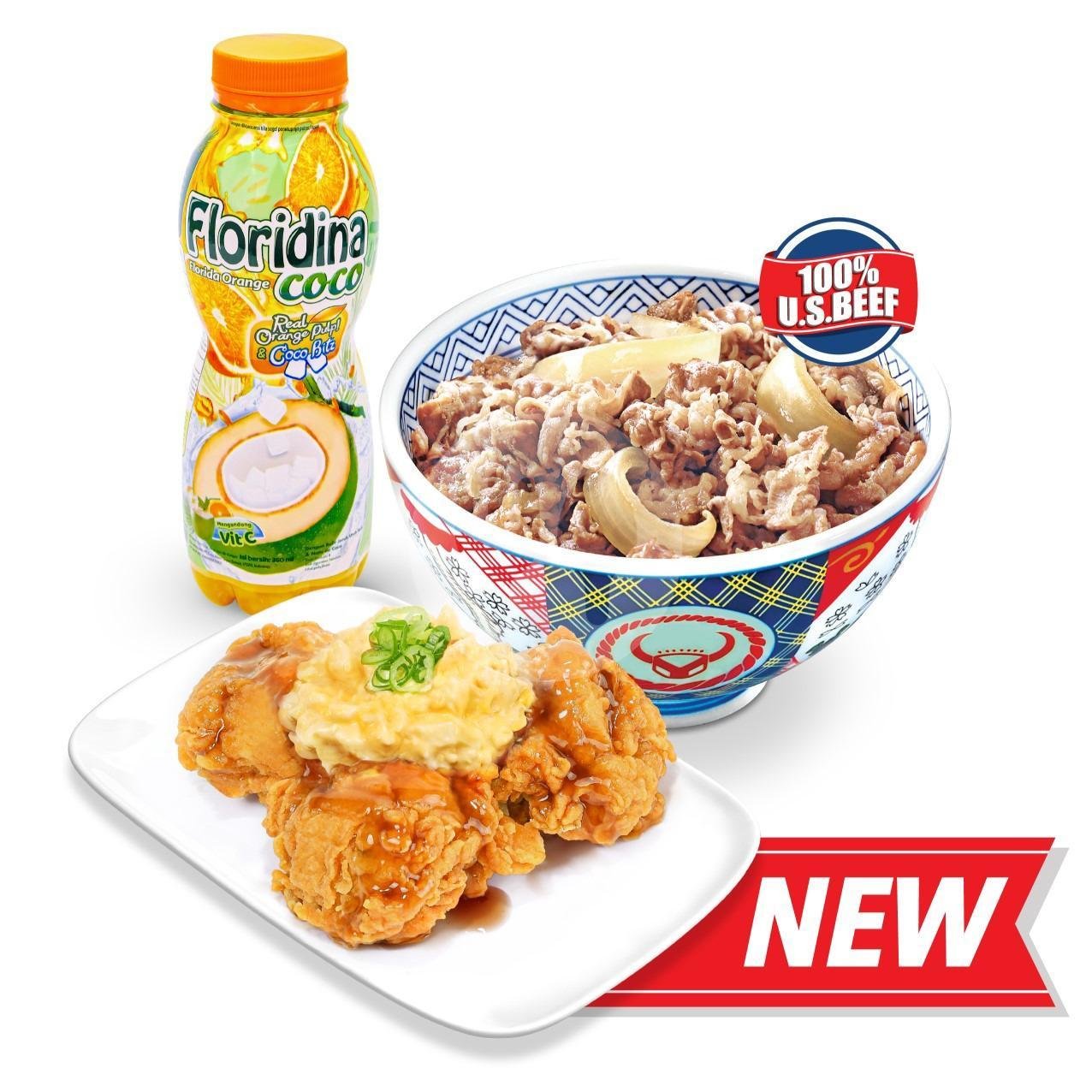 Paket Puas Chicken Nanban + Beef Bowl (R) + Drink menu YOSHINOYA BEEF BOWL, Kuta Square