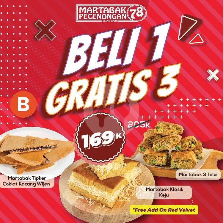 Bayar 1 Dapat 3 Paket B menu Martabak Pecenongan 78, Batu Belig