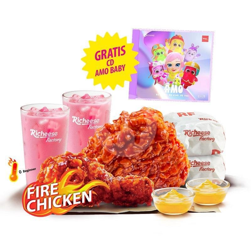 Combo 2 CD Amo Baby Fire Chicken menu Richeese Factory, Mataram Mall