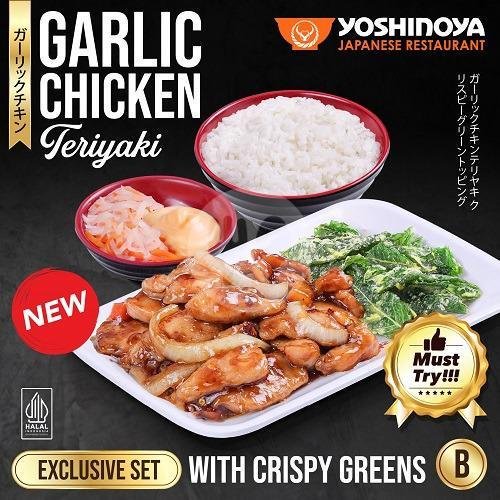 Exclusive Set B with Crispy Greens menu YOSHINOYA BEEF BOWL, Kuta Square