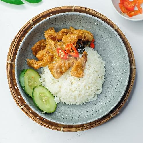 Nasi + Saos Telur Asin menu Cumi Doerrr, Tukad Baru