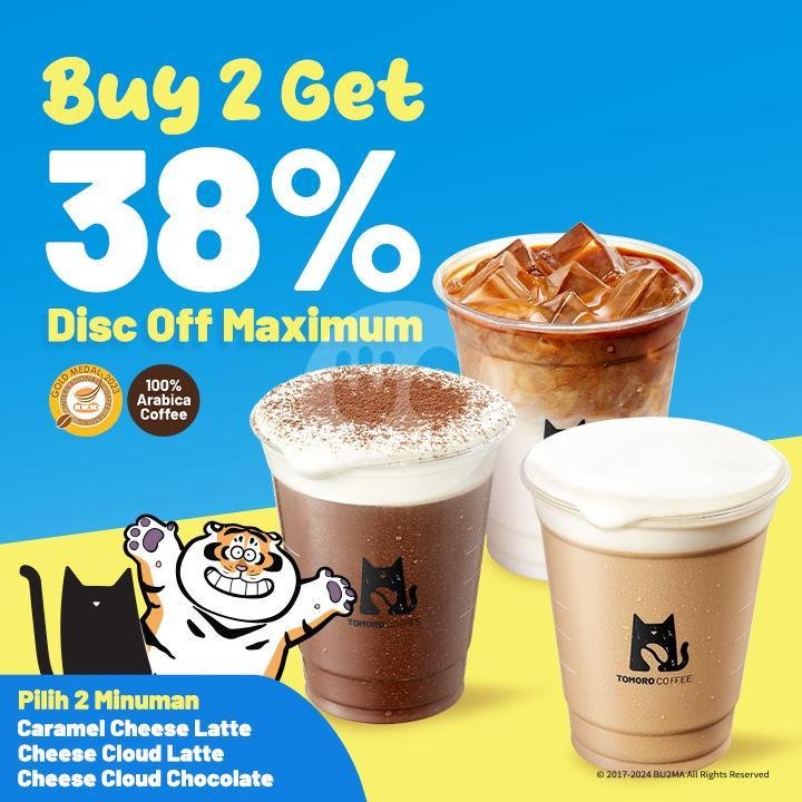 Buy 2 Get 38% Disc Off Max* menu TOMORO COFFEE, Sesetan